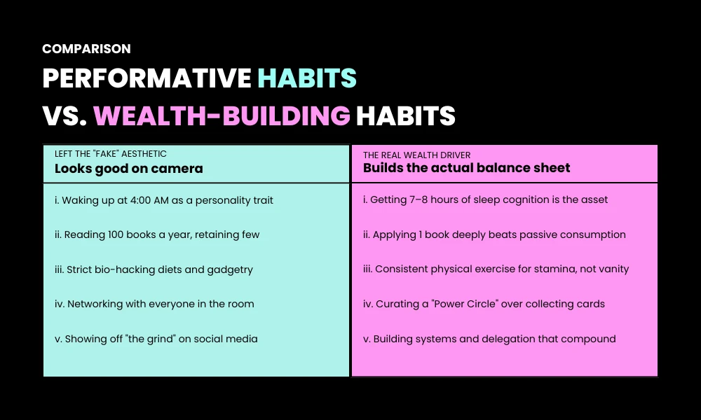 Comparison: Performative Habits vs. Wealth-Building Habits