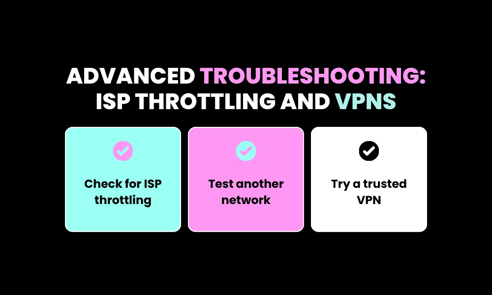 Advanced Troubleshooting: ISP Throttling and VPNs
